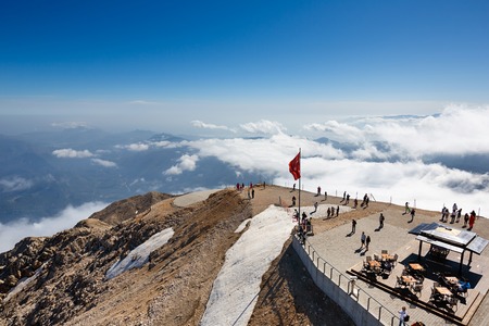 Tahtali mountain, Turkey, May 03 2014: View of the cable car station on the top of Tahtali mountainの写真素材