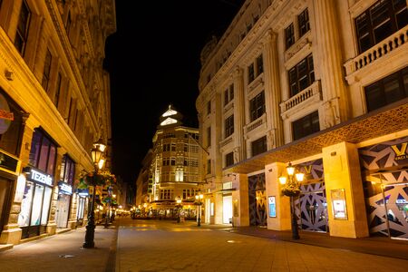 Budapest, Hungary, June 16, 2015: Night view of street near