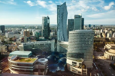 Warsaw, Poland, September 20, 2013: View of skyscrapers in downtown of Warsaw city, Polandのeditorial素材