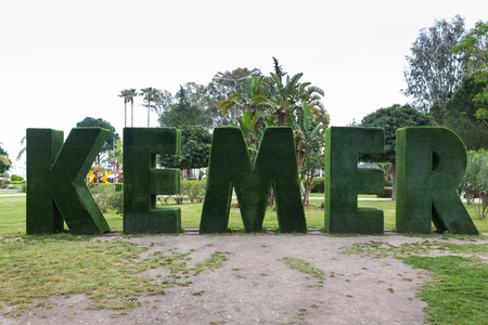 Sign of Kemer city in Turkey at spring timeのeditorial素材
