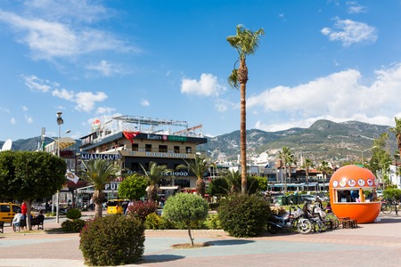 Alanya, Turkey - April 23 2015: View of very famous sea promenade for resting tourists at spring timeのeditorial素材