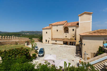 Arta, Mallorca, Spain - July 04 2015: View of Fortress Sanctuary de Sant Salvador in the courtyard at the summer timeのeditorial素材