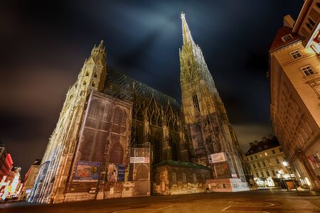 Vienna, Austria, January 06 2014: Saint Stephane's cathedral at night timeのeditorial素材
