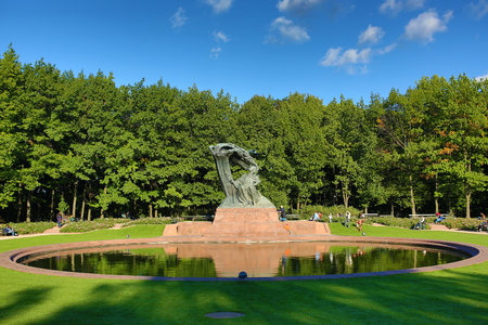 Warsaw, Poland, September 21, 2013: View of the Monument of Frederic Chopin in Lazienki Park in Warsaw at autumn timeのeditorial素材