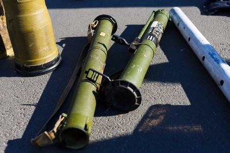Kiyv, Ukraine - October 10 2015: The demonstration of launchers as an evidence of Russian Army's...