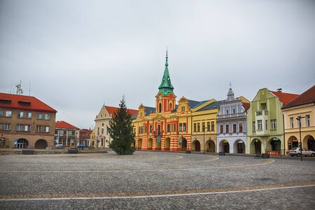 Melnik, Czech Republic, January 04 2014: View of the central square of town in the Central Bohemian...