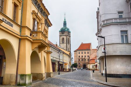 Melnik, Czech Republic, January 04 2014: View of the tower of Church of Saint Peter and Paul at...