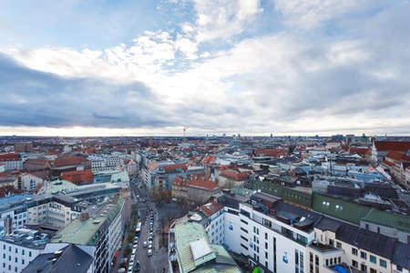 Munich, Germany - January 04 2016: View of cityscape from tower of St.Peter Church, evening timeのeditorial素材