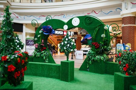 Kaliningrad, Russia - April 05 2016: Flower decoration area in shopping mallのeditorial素材