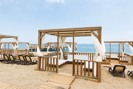 The veranda on a beach in a recreation areaの写真素材