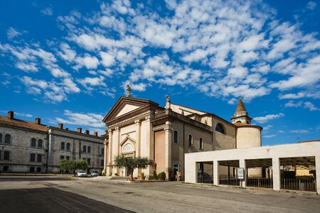 Peschiera del Garda, Italy - May 03 2016: View of the San Martino church from the square of Ferdinando di Savoia, spring timeのeditorial素材
