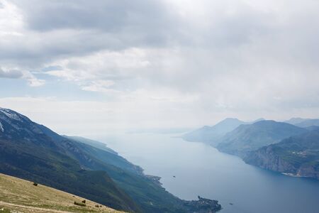 View of the Lake Garda from mount of Monte Baldo, Italy