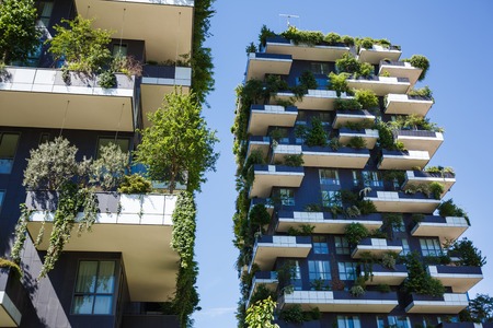 Milan, Italy - May 04 2016: Bosco Verticale, vertical forest apartment buildings in the Porta Nuova area of the cityのeditorial素材