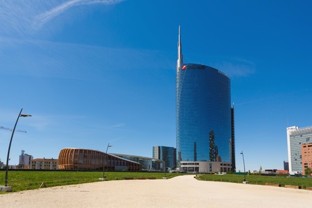Milan, Italy - May 04 2016: View of the new modern glass skyscrapers built for the Expo Milano 2015 in the Porta Nuova areaのeditorial素材