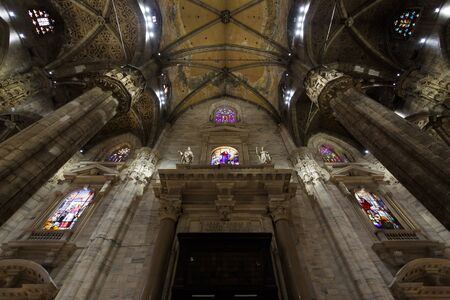 Milan, Italy - May 04 2016: Interior of the Duomo cathedral, famous landmark of the cityのeditorial素材