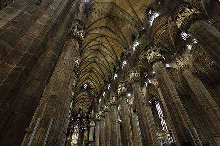 Milan, Italy - May 04 2016: Interior of the Duomo cathedral, famous landmark of the cityのeditorial素材
