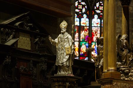 Milan, Italy - May 04 2016: Interior of the Duomo cathedral, famous landmark of the cityのeditorial素材