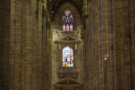Milan, Italy - May 04 2016: Interior of the Duomo cathedral, famous landmark of the cityのeditorial素材