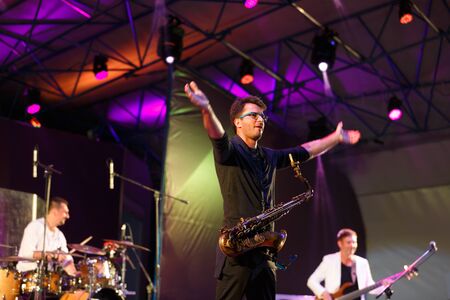 Kaliningrad, Russia, August 07 2016: Concert of polish band Bibobit on the XI International Music Festival Kaliningrad City Jazzのeditorial素材