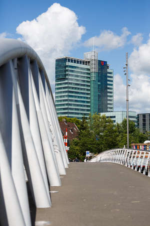 Amsterdam, Netherlands - July 02 2016: The office buildings on a Dijksgracht street with bridge on the foregroundのeditorial素材