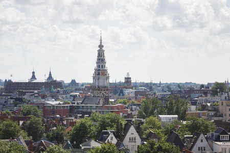 Amsterdam, Netherlands - July 02 2016: View of the church from a top floor of Public Library Amsterdamのeditorial素材
