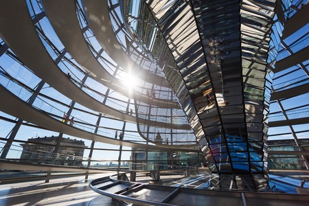 Berlin, Germany - August 26 2016: Some people visit to modern glass dome of Bundestag, summer timeのeditorial素材