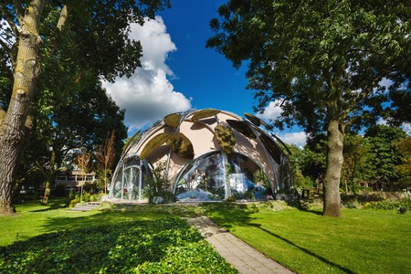 Amsterdam, Netherlands - July 02 2016: The modern round buildings of Ecodome in a garden, sunny dayのeditorial素材