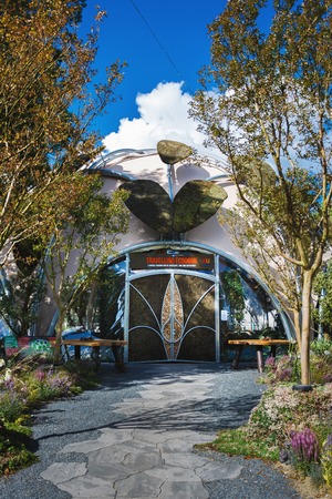 Amsterdam, Netherlands - July 02 2016: The modern round buildings of Ecodome in a garden, sunny dayのeditorial素材