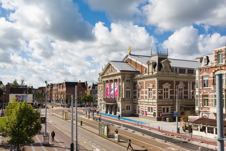 Amsterdam, Netherlands - July 02 2016: The Concertgebouw building, world-famous neoclassical concert hall, located on Concertgebouwplein 10, sunny dayのeditorial素材