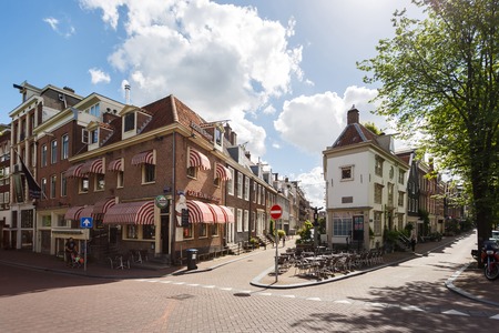 Amsterdam, Netherlands - July 02 2016: Cafe Hans en Grietje on Spiegelgracht street, sunny dayのeditorial素材