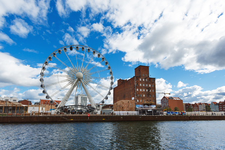 Gdansk, Poland - October 04 2016: Ferris wheel on the Motlawa River waterfront in old city of Gdanskのeditorial素材