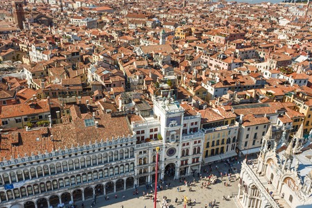 VENICE, ITALY - May 5, 2016: View of the city of Venice from a sightseeing tower of St Mark's Campanileのeditorial素材