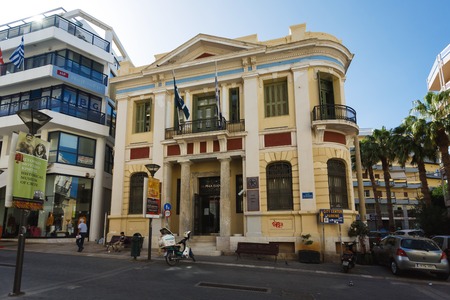 Heraklion, Greece - October 12 2016: The building of Alpha Bank, located on 25is Avgoustou street, autumn timeのeditorial素材