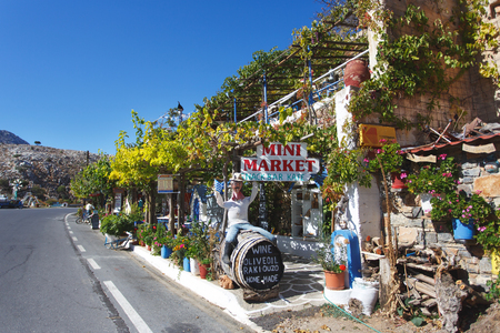 Zenia, Greece - October 15 2016: Olive Tree roadside cafe on the serpentine road to the Lassithi Plateauのeditorial素材