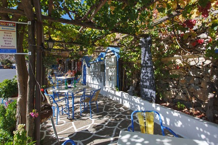 Zenia, Greece - October 15 2016: Olive Tree roadside cafe on the serpentine road to the Lassithi Plateauのeditorial素材