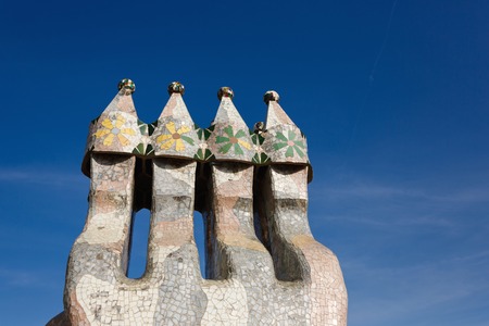 Barcelona, Spain - January 02 2017: The chimney on a roof of the Casa Batllo, creation by famous architect Antoni Gaudiのeditorial素材