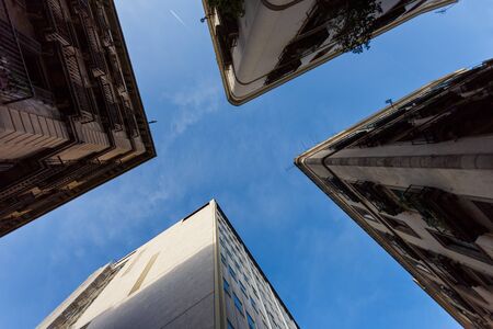 Buildings of Barcelona against the blue skyの写真素材