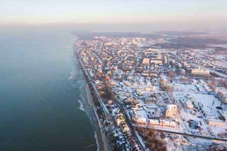 Zelenogradsk city from above in winter timeの写真素材