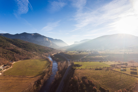 The mountain landscape of Spain in spring timeの写真素材
