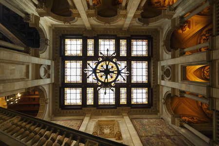 Barcelona, Spain - January 08 2017: The dome of the room in a public section of city hall, that is opened for people visiting every Sundayのeditorial素材