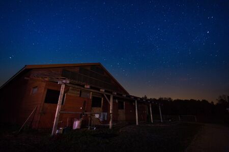 The old house under a starry sky