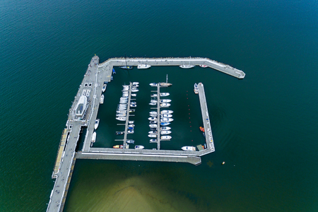 Yachts in the harbor of Sopot, top viewの写真素材