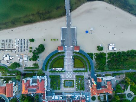 Aerial view of the wooden pier in Sopot, Polandの写真素材