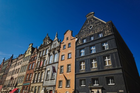 Gdansk, Poland - July 22 2017: The traditional facades in old town of Gdansk in summerのeditorial素材
