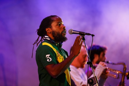 Kaliningrad, Russia, August 04 2017: Concert of the Israeli group Lucille Crew on the XII International Music Festival Kaliningrad City Jazzのeditorial素材