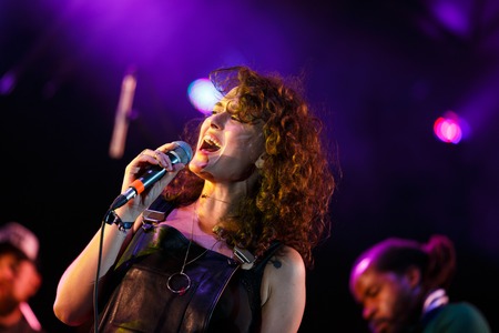 Kaliningrad, Russia, August 04 2017: Concert of the Israeli group Lucille Crew on the XII International Music Festival Kaliningrad City Jazzのeditorial素材