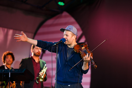 Kaliningrad, Russia, August 06 2017: Concert of the Django Lassi on the XII International Music Festival Kaliningrad City Jazzのeditorial素材