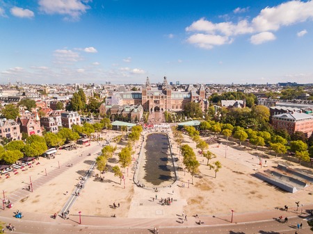 Aerial view of the Museum Square of Amsterdam in autumnのeditorial素材