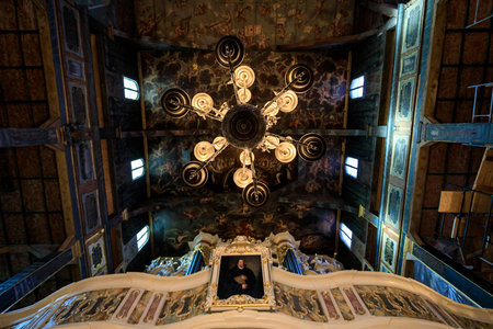 Swidnica, Poland - January 05 2018: Picturesque interior of the Church of Peace, the Lutheran Church of Silesia was built from wood, loam and straw outside the city walls in 1648のeditorial素材