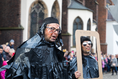 Wroclaw, Poland - January 06 2018: Festive procession of people on the street of Wroclaw during the celebration of the Three Kingsのeditorial素材